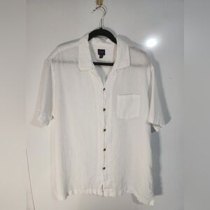 J Crew Mens White Short Sleeve Button-Up Shirt, Size XL